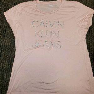 Women's Calvin Klein Jeans Pink and silver t shirt extra large XL Shirt